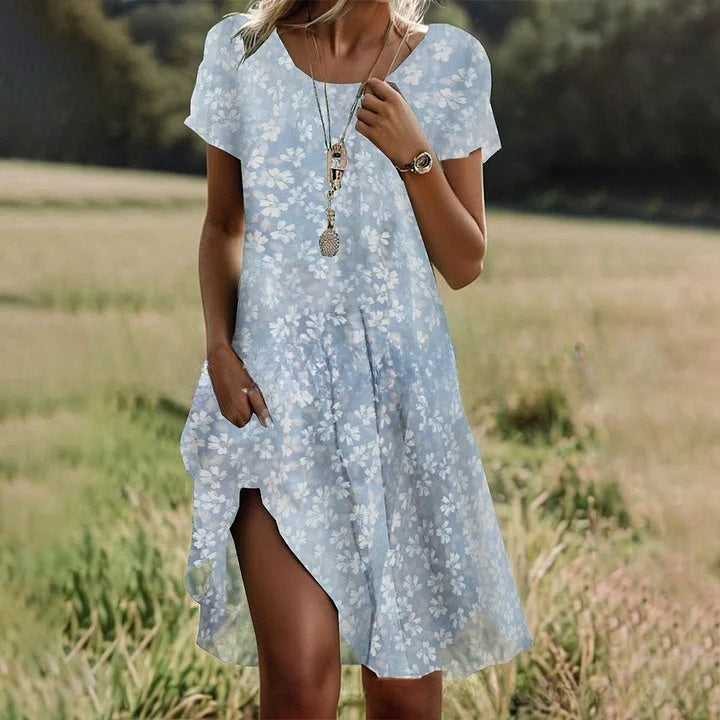 【S-3XL】👗2026 Νέο φλοράλ φόρεμα 2025 με στρογγυλή λαιμόκοψη