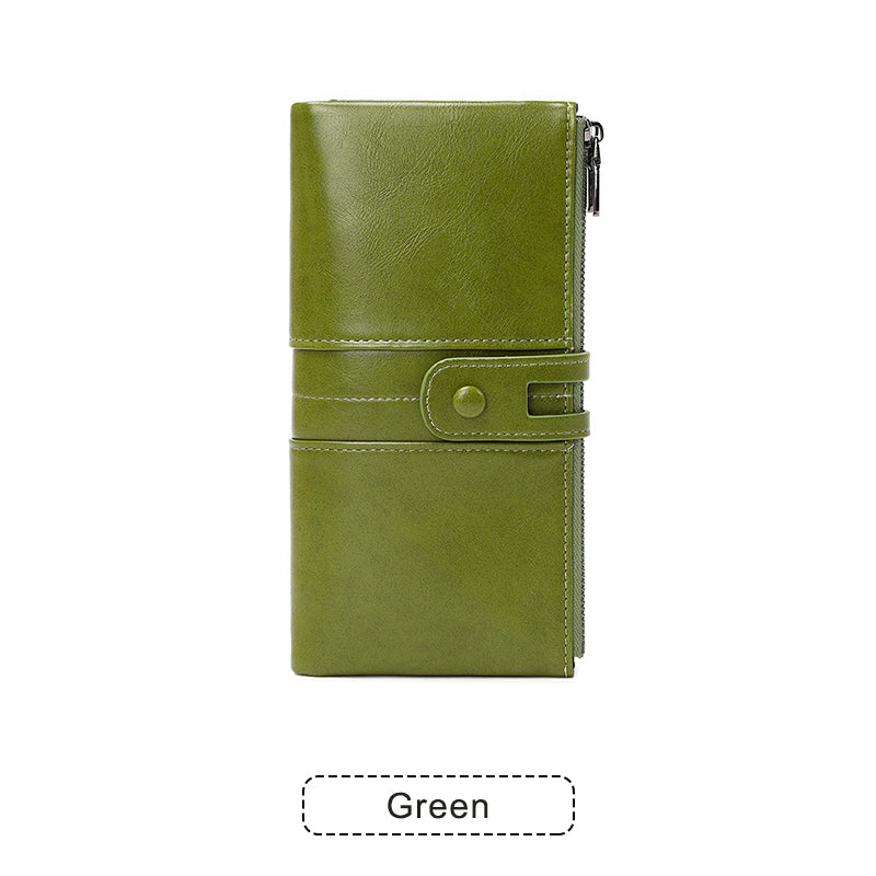 💰 Cartera para teléfono móvil hecha a mano antirrobo de cuero genuino para mujer de nuevo estilo