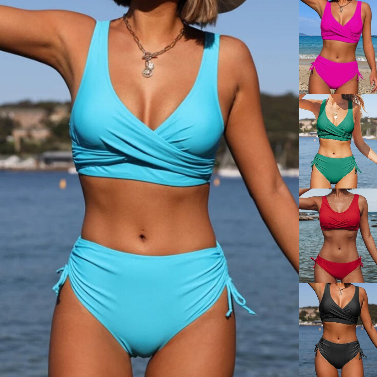 🏖️👙🏖【S–3XL】Dámské jednoduché prodyšné plavky, rychleschnoucí materiál, dvoudílný (oddělený) design