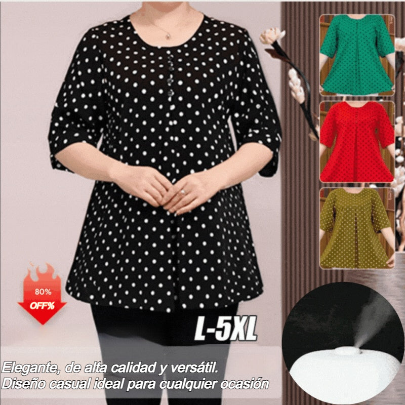 ✨【XS-6XL】Camisa con estampado de lunares primavera 2026💞