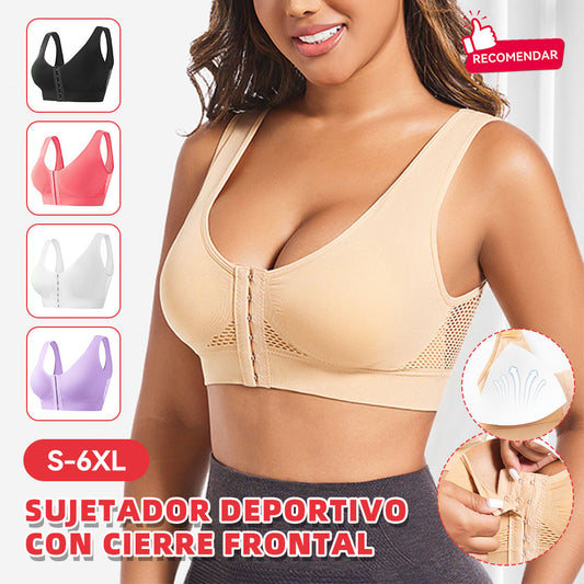 🧘‍♀️👙【Kupte 2, 1 dostanete zdarma】【S-6XL】Sportovní podprsenka s předním zapínáním, bez kostic, s push-up efektem a střihem na zádech
