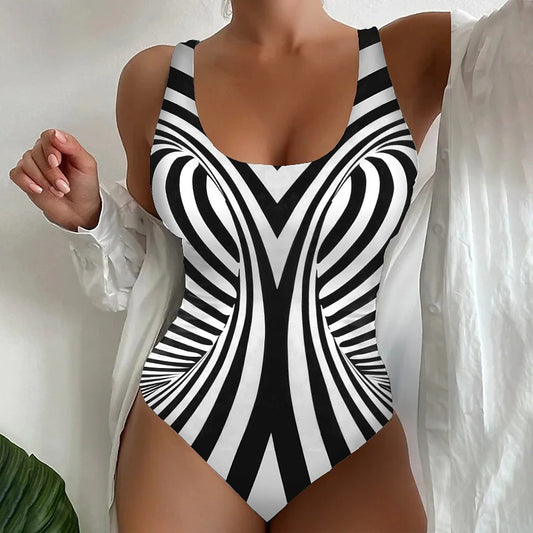 🥰【Utolsó nap – 50% kedvezmény】🔥【S~6XL】Egyedi csíkos egyrészes fürdőruha-U