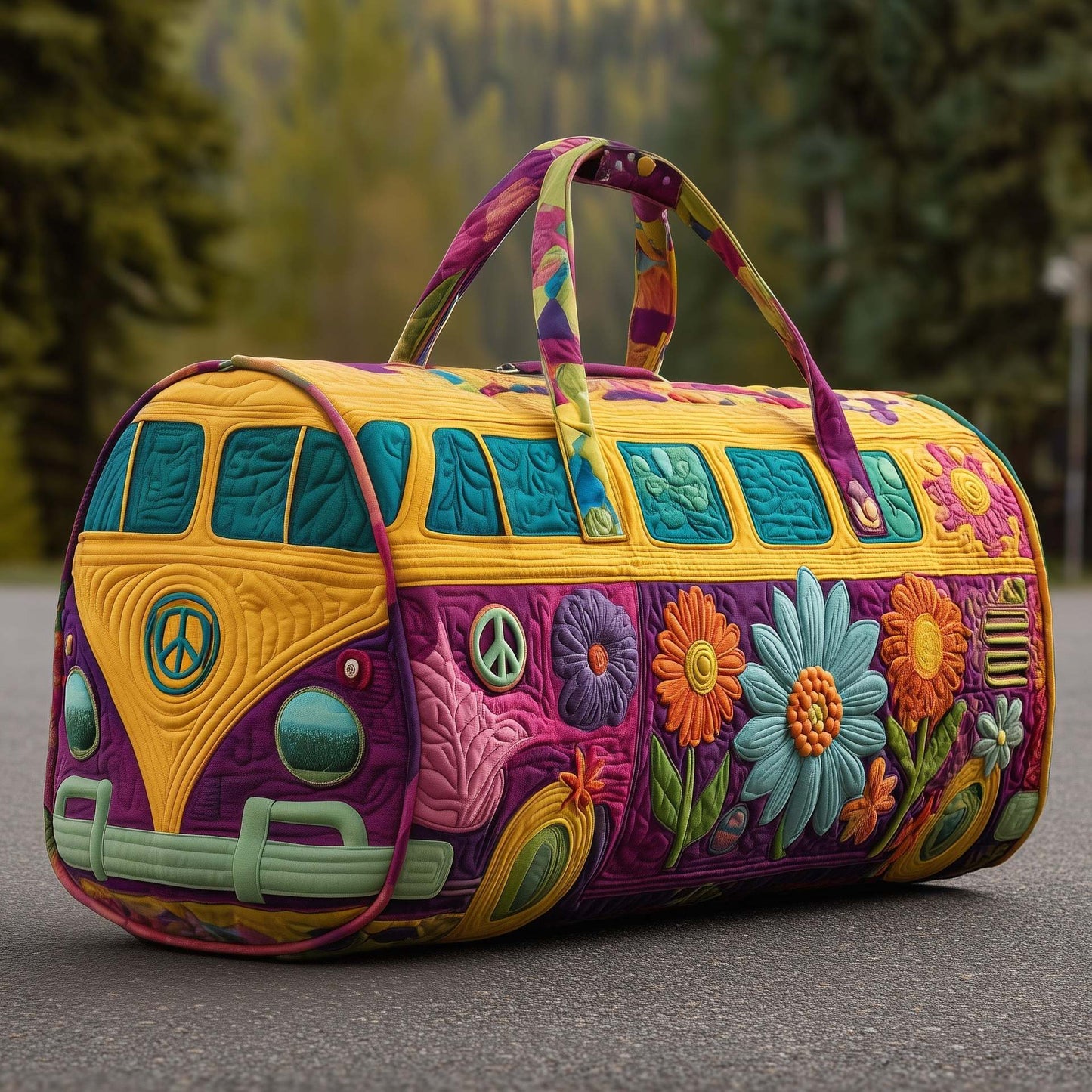 👜💐【(16x8x8) palců】Polstrovaná cestovní taška Hippie Van