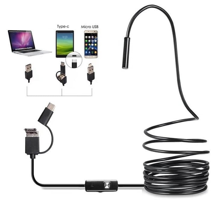 Průmyslový endoskop 3 v 1 s vysokým rozlišením [3,5 m] (typ C, USB, micro USB)