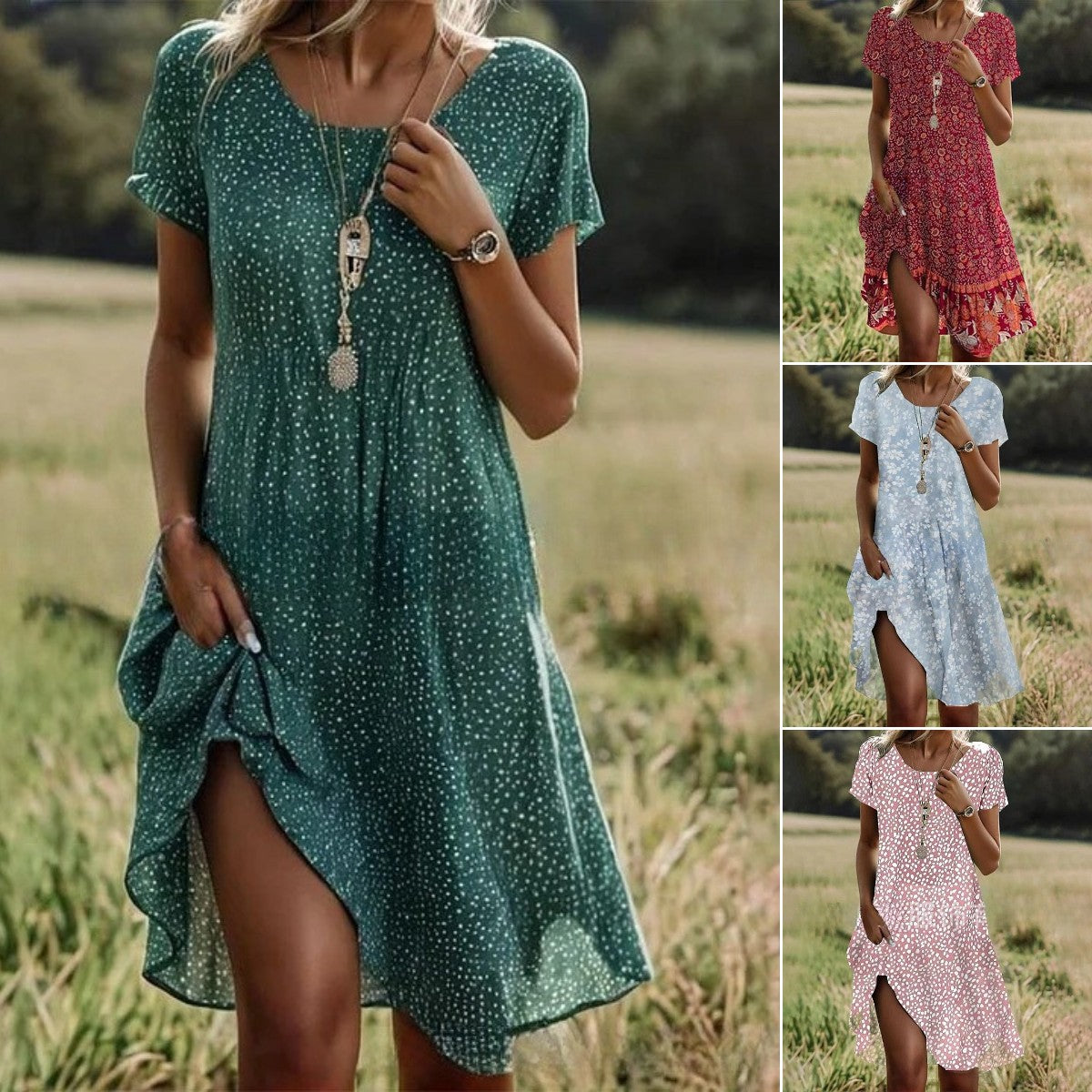 【S-3XL】👗2026 Νέο φλοράλ φόρεμα 2025 με στρογγυλή λαιμόκοψη