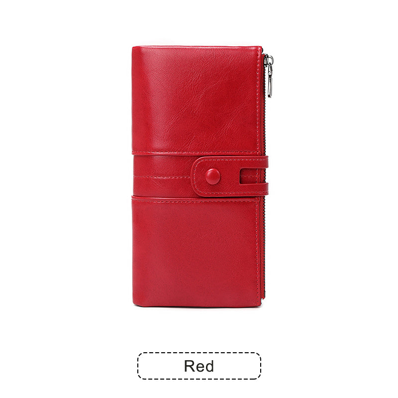 💰 Cartera para teléfono móvil hecha a mano antirrobo de cuero genuino para mujer de nuevo estilo