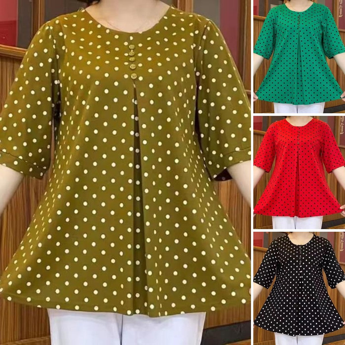 ✨【XS-6XL】Camisa con estampado de lunares primavera 2026💞