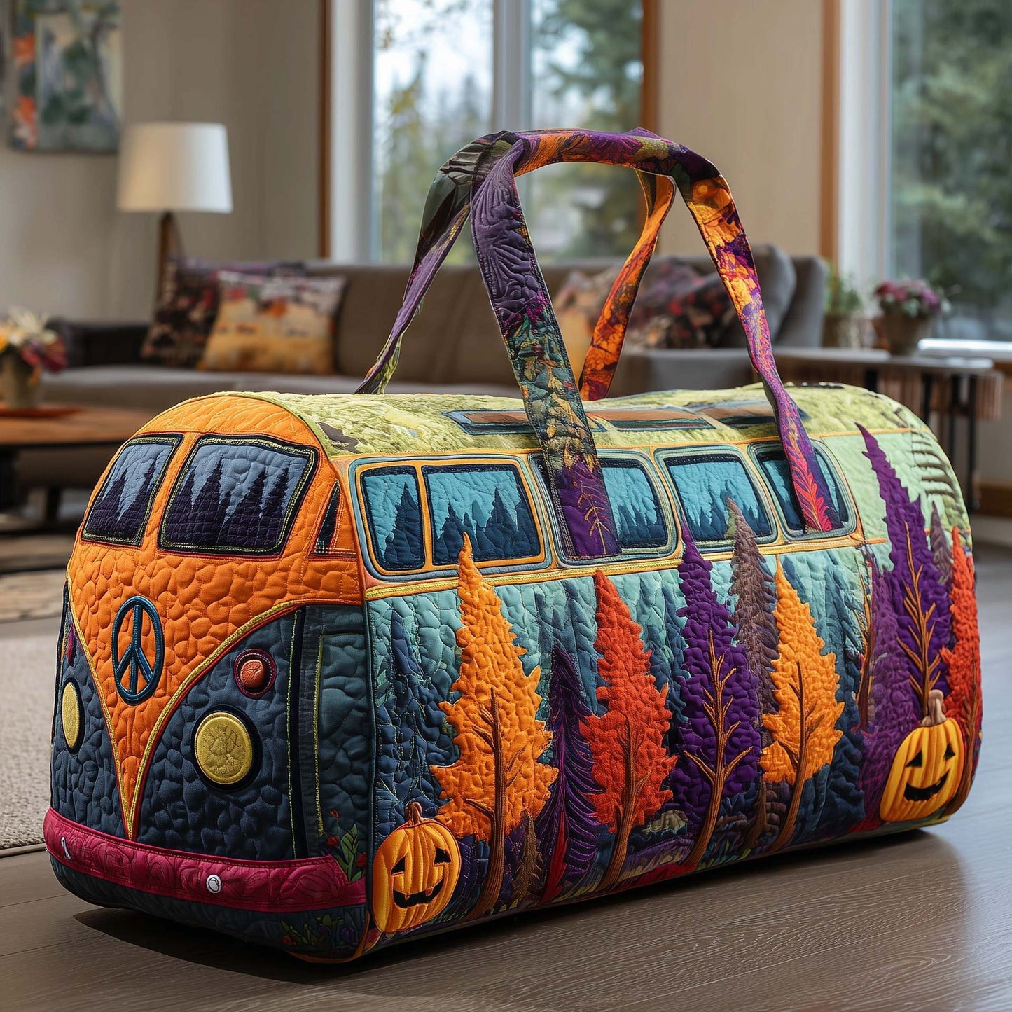👜💐【(16x8x8) palců】Polstrovaná cestovní taška Hippie Van