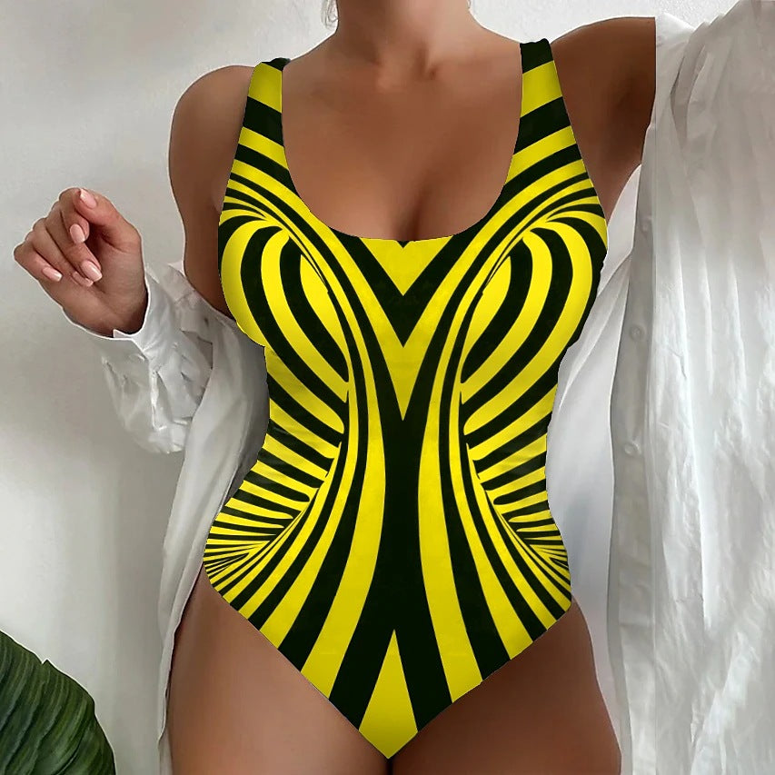 🥰【Utolsó nap – 50% kedvezmény】🔥【S~6XL】Egyedi csíkos egyrészes fürdőruha-U