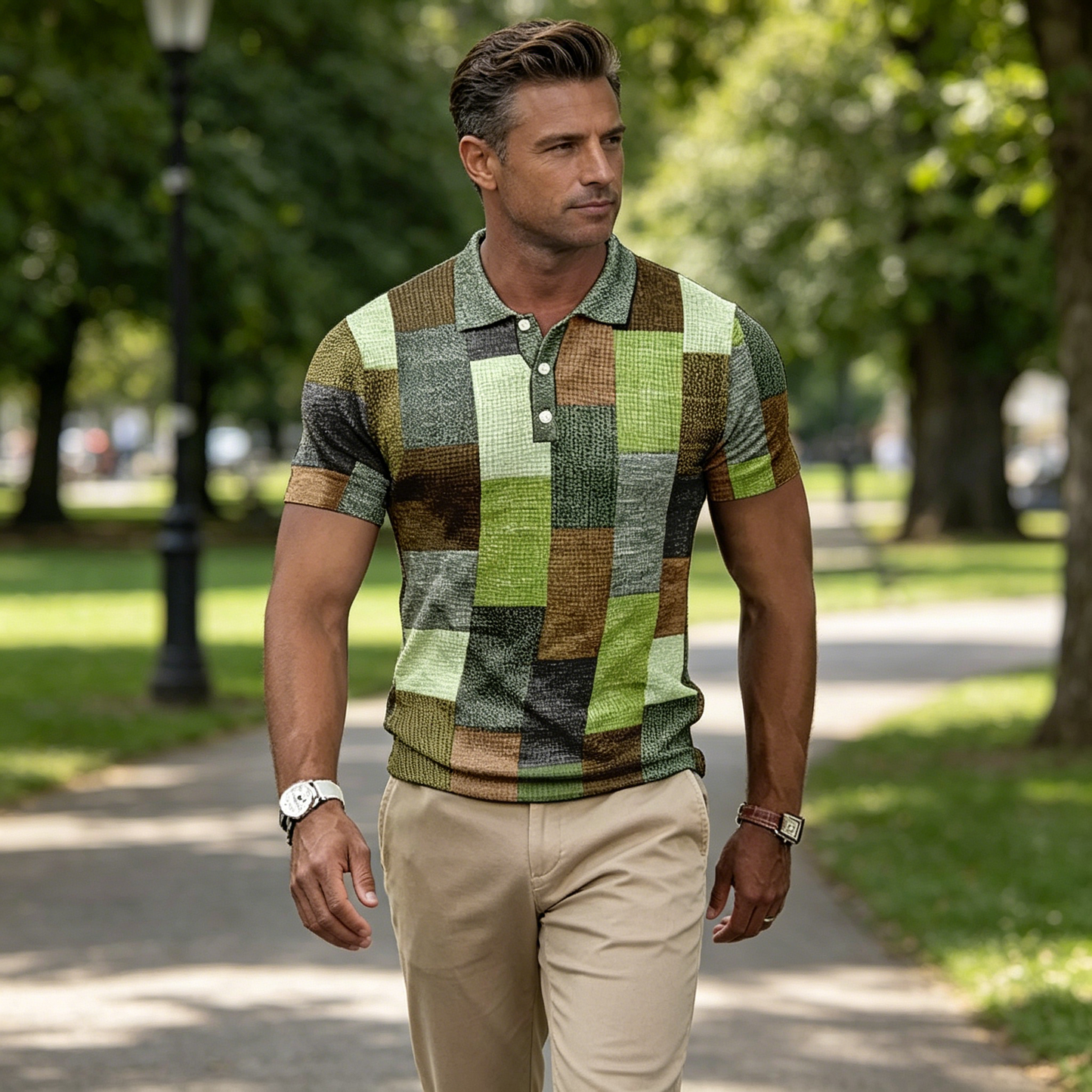 💥👕【S-5XL】2026 Νέα ανδρική μπλούζα πόλο με κοντό μανίκι σε χρωματικό μπλοκ