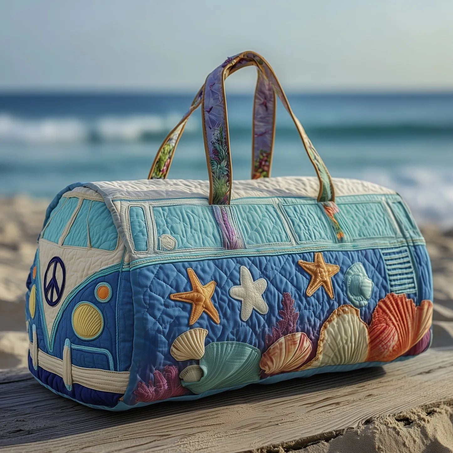👜💐【(16x8x8) palců】Polstrovaná cestovní taška Hippie Van