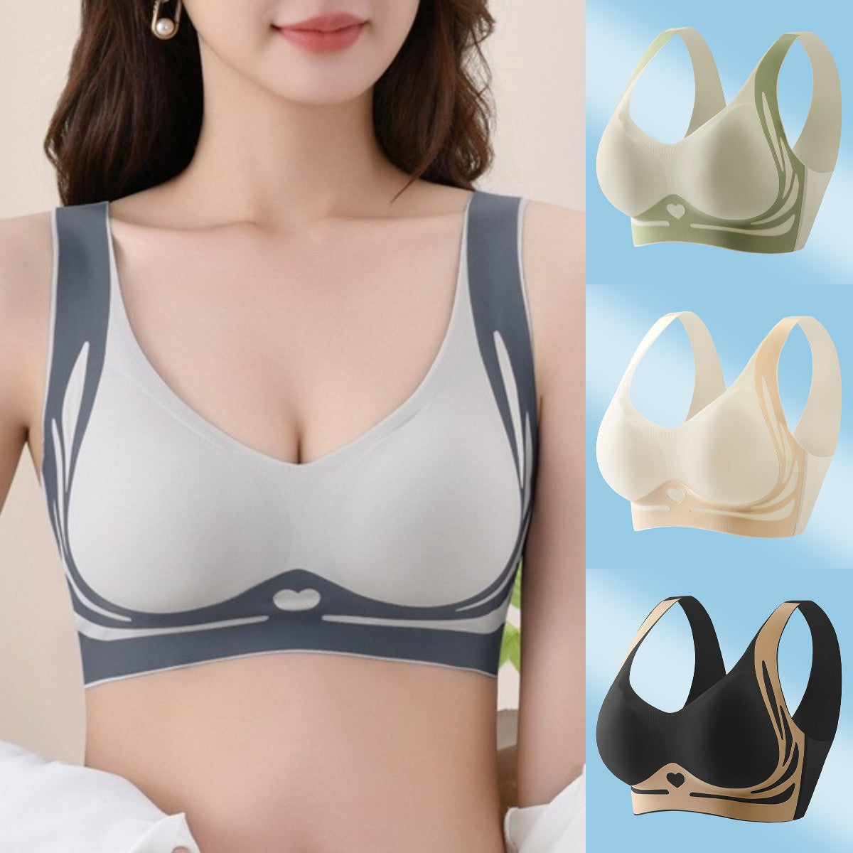 😍【Kupte 2 a získejte 2 zdarma】Dámská podprsenka bez kostic, jednodílný design❤️【40-85 kg】