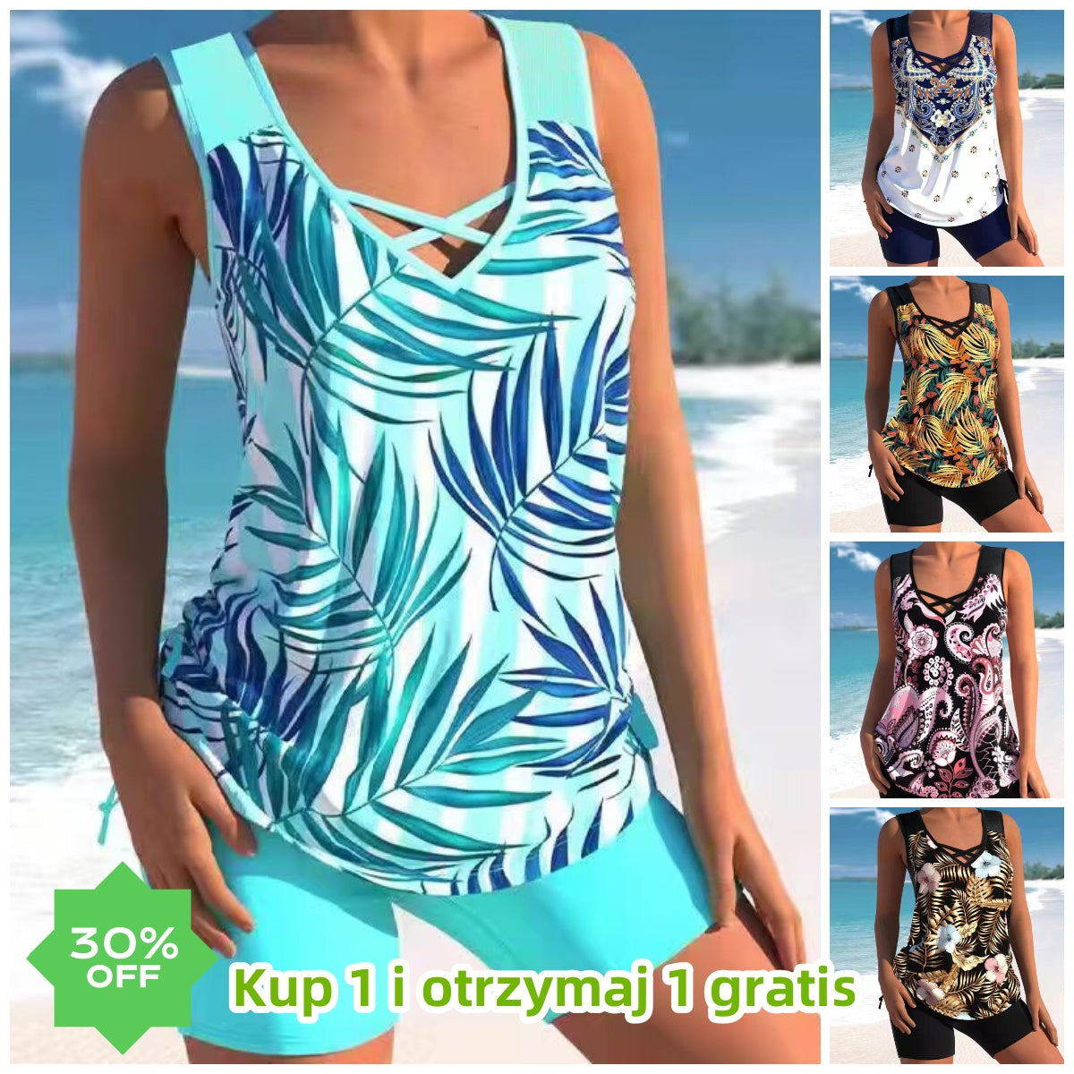 🩱🔥【S-5XL】🩱Dwuczęściowy kostium kąpielowy z nadrukiem etnicznym – wygodny i stylowy, idealny wybór na lato🌊🌴