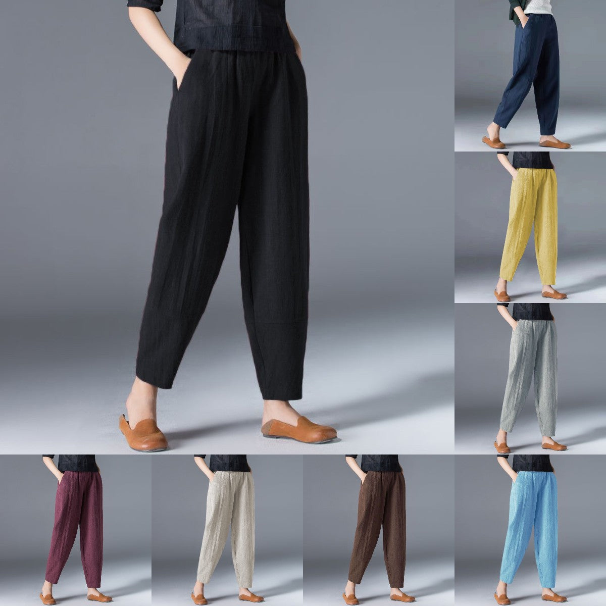 💥🔥【S-5XL】✨💕 Dámské módní ležérní kalhoty s vysokým pasem, vyrobené z čisté bavlny