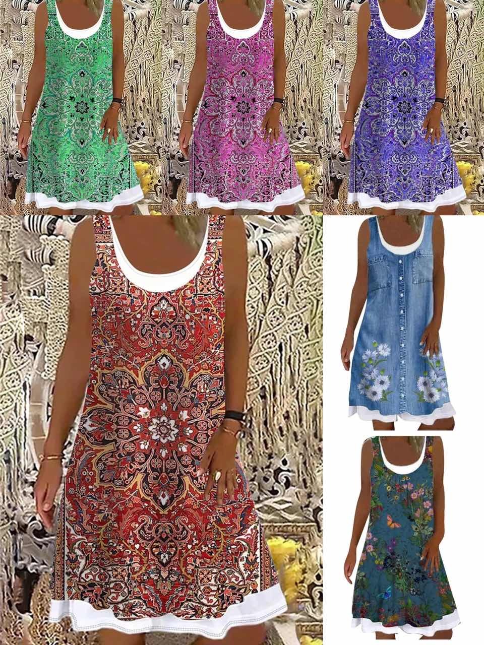 👗【Sleva 50 %】💖【S-5XL】Nové módní ležérní dámské šaty z roku 2026, tištěný vzor, vhodné pro různé příležitosti