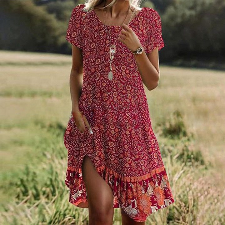 【S-3XL】👗2026 Νέο φλοράλ φόρεμα 2025 με στρογγυλή λαιμόκοψη