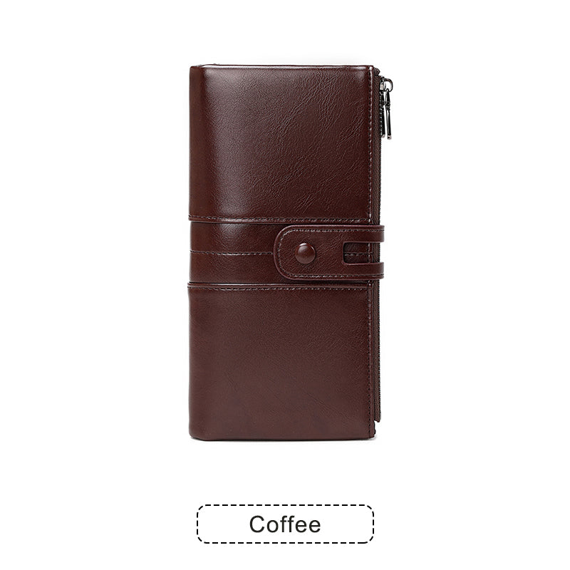 💰 Cartera para teléfono móvil hecha a mano antirrobo de cuero genuino para mujer de nuevo estilo