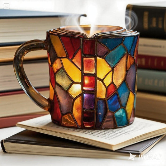 ☕【Časově omezená sleva】📚3D malovaný šálek na kávu ve tvaru knihy