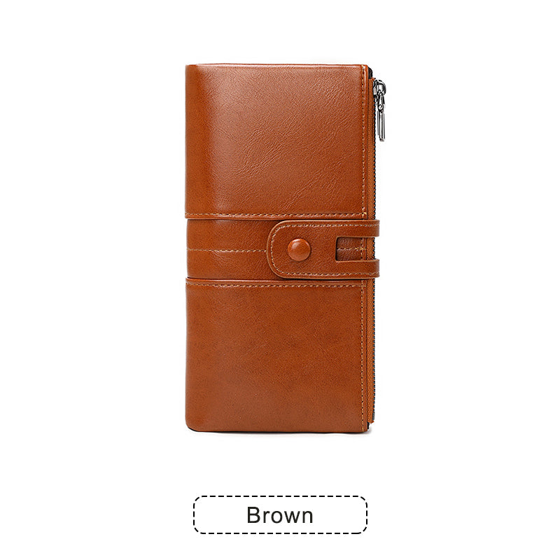 💰 Cartera para teléfono móvil hecha a mano antirrobo de cuero genuino para mujer de nuevo estilo